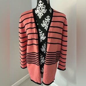 Dylani Striped Women's Cardigan in Pink and Black Sz M